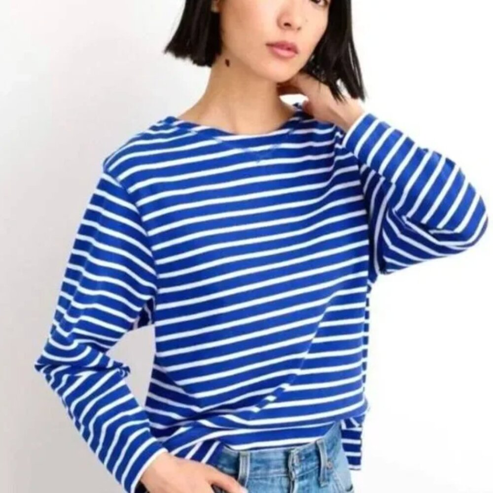 Alex Mill Lakeside Stripe Tee in blue/natural stripe, small